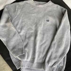 Chaps Crewneck Sweater Grey Ribbed Size Large